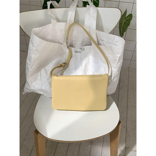 Yellow Minimalist Flap Shoulder Bag-Elegant Women&