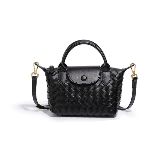 Black Woven Shoulder Bag - Stylish Dumpling Bag, Simple and Versatile Crossbody for Women