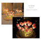 (Ten Blue Tulips) Glowing Tulip Dome Lamp -  Wooden Base, Bedside Table Decoration