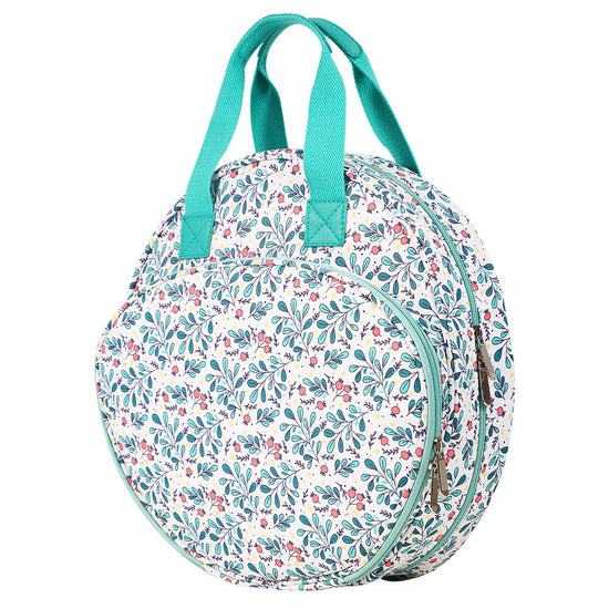 Lake Blue Leaves Multi-Compartment Embroidery Bag - Keep Your Projects Organized