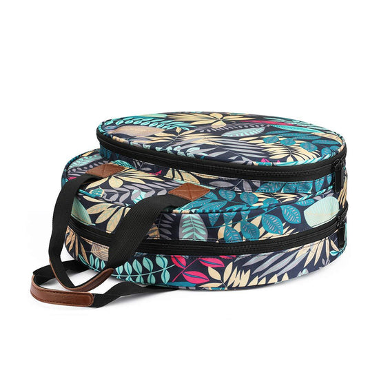 Blue leaves Multi-Compartment Embroidery Bag - Keep Your Projects Organized