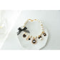 Black 4-PCS Pearl Charm Pet Necklace - Adjustable Bowknot Collar for Small Dogs & Cats (S: 20+5CM)