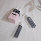 Square Pink 2-Piece 4-in-1 Travel Dispenser Set-Leakproof Refillable Bottles for Toiletries