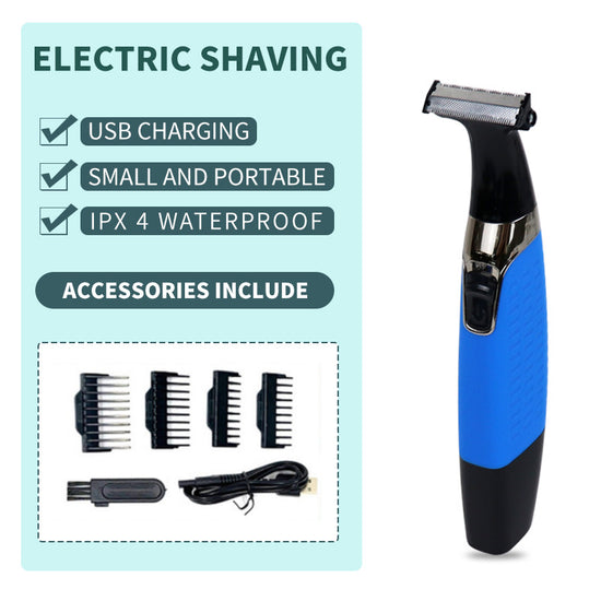 Blue Electric Shaver for Women - USB Rechargeable, Painless Hair Removal