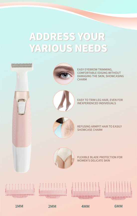 Blue Electric Shaver for Women - USB Rechargeable, Painless Hair Removal