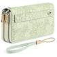 Green Embossed Design Large Capacity Vegan Leather Wallet with Wristlet