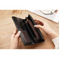 Black Classic Long Bifold Wallet for Women - Large Capacity Card Holder