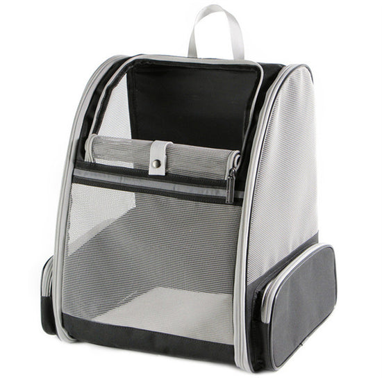 Black Foldable Pet Carrier Backpack - Breathable Mesh Travel Bag for Cats & Small Dogs