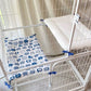 Tie-On Cat Cage Platform Pad - Blue cat pattern on white background (30x50cm)