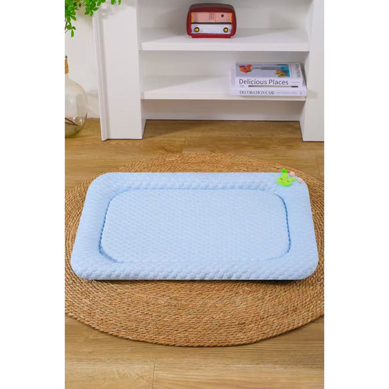 Blue Breathable Cooling Pet Mat - Ice Bean Summer Bed for Small Dogs (S : 35x47cm)