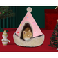 Festive Detachable Pet House - Cozy Pine Needle Wool Christmas Hat Design (S - 37x46cm)