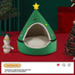 Festive Detachable Pet House - Cozy Green Christmas tree Design (S - 37x46cm)