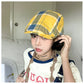 2-PCS Yellow Lightweight Checkered Flat Cap - Adjustable Retro Driver Hat for Men & Women