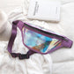 Purple Transparent Waist Bag - Shiny Laser Waist Bag Crossbody Bag