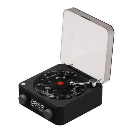 Black Waves Retro Bluetooth Speaker Clock with Ambient Light Projector
