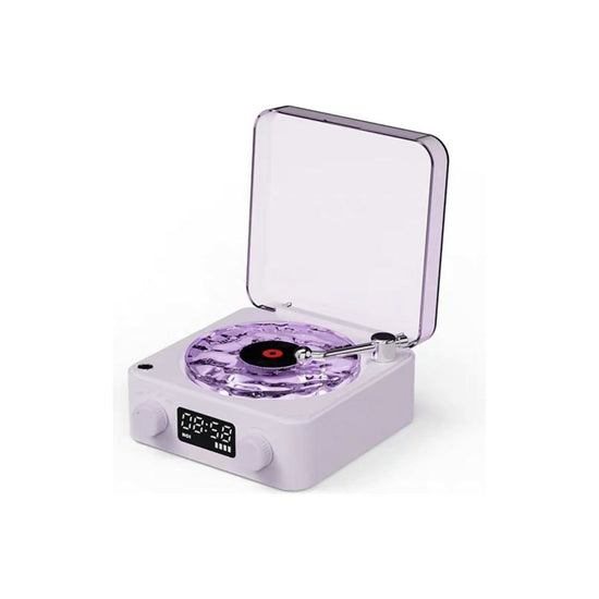 Purple Waves Retro Bluetooth Speaker Clock with Ambient Light Projector