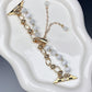 2-pcs Gold chain with white beads Elegant Cat&