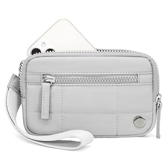 Grey Waterproof Wristlet Wallet - Nylon Pouch for Cards, Phone & Coins(Without Mobile Phone)
