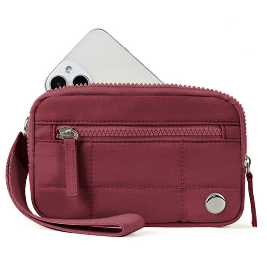 Claret Waterproof Wristlet Wallet - Nylon Pouch for Cards, Phone & Coins(Without Mobile Phone)