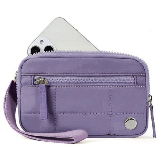 Dark Purple Waterproof Wristlet Wallet - Nylon Pouch for Cards, Phone & Coins(Without Mobile Phone)