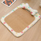 Size S Style 3 Colorful Pet Cooling Mat for Dogs and Cats - Summer Breathable Woven Rattan Bed with Sponge Cushion, Durable and Chew-Resistant