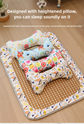 Size S Style 3 Colorful Pet Cooling Mat for Dogs and Cats - Summer Breathable Woven Rattan Bed with Sponge Cushion, Durable and Chew-Resistant