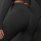 Size L Black Seamless High-Waisted Yoga Pants for Women - Lift Workout Leggings for Running, Gym, and Fitness