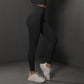 Size L Black Seamless High-Waisted Yoga Pants for Women - Lift Workout Leggings for Running, Gym, and Fitness