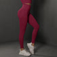Size S Claret Red Seamless High-Waisted Yoga Pants for Women - Lift Workout Leggings for Running, Gym, and Fitness