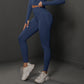 Size L Navy Blue Seamless High-Waisted Yoga Pants for Women - Lift Workout Leggings for Running, Gym, and Fitness