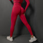 Size M Red Seamless High-Waisted Yoga Pants for Women - Lift Workout Leggings for Running, Gym, and Fitness