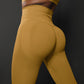 Size L Yellow Seamless High-Waisted Yoga Pants for Women - Lift Workout Leggings for Running, Gym, and Fitness