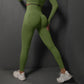 Size L Emerald Green Seamless High-Waisted Yoga Pants for Women - Lift Workout Leggings for Running, Gym, and Fitness