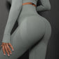 Size L Light Grey Seamless High-Waisted Yoga Pants for Women - Lift Workout Leggings for Running, Gym, and Fitness
