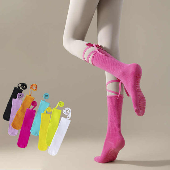 3 Pcs Bright Green Non-Slip Yoga Socks with Cross Straps - Cotton Pilates Dance Socks for Women, Lightweight Comfort