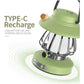 Green Retro Snail Night Light - Portable Rechargeable Camping Lantern with Hook, 3-Color Dimming