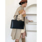 Beige Large Capacity Tote Bag - Minimalist PU Leather Handbag for Daily Commute