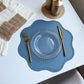 Blue Nordic Style Faux Leather Placemats Set of 4 - Heat-Resistant Waterproof Table Mats 38x38cm(cutlery not included)
