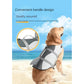 Size L Beige And Blue Sailboat Pattern Pet Life Jacket for Dogs - Summer Swimming Safety Vest with Shark Fin for Small to Large Breeds