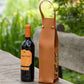Beige Leather-Look Single Wine Bottle Carrier Bag with Handle and Side Pocket for Opener(Red wine and bottle opener are props for shooting and are not included)