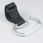 Black Stroller Hooks 4-Pack - Leather and Alloy Pram Hooks with Velcro for Mom Bags and Accessories