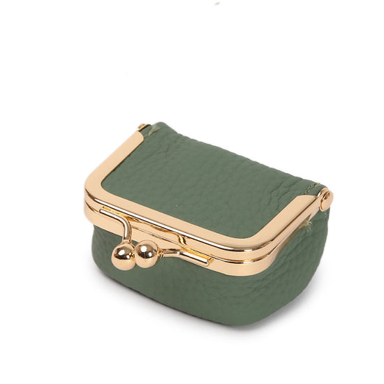 Green Mini Jewelry Pouch - Compact PU Leather Coin Purse for Earrings, Rings, and Necklaces, 6.5x5x3.5cm