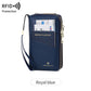 Dark Blue RFID Blocking Passport Wallet - Multi-Function Travel Organizer with Double Zipper and Crossbody Strap