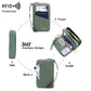 Dark Grey RFID Blocking Passport Wallet - Multi-Function Travel Organizer with Double Zipper and Crossbody Strap