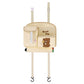 Beige Cute Cartoon Car Backseat Organizer with Multi-Pocket Storage and PP Trash Bin - 400g Lightweight PU Leather