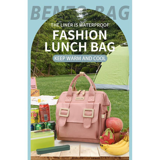 Pink Multifunctional Insulated Lunch Bag for Women - Waterproof, Lightweight, and Stylish for Picnics and Outings