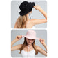 Black Packable Cotton Bucket Hat - Folds into Wearable Pouch | Frayed Edge Sun Hat with Chin Strap
