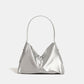 Silver Luminous Silver Nylon Underarm Shoulder Bag - Convertible Crossbody Hobo with Pouch - Lightweight & Modern
