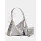 Blue Luminous Silver Nylon Underarm Shoulder Bag - Convertible Crossbody Hobo with Pouch - Lightweight & Modern