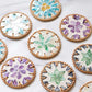 4 Pcs Beige Background With Blue and Purple flower Handcrafted Rattan Coaster with Natural Shell Inlay - Decorative & Heat Insulating Drink Mat